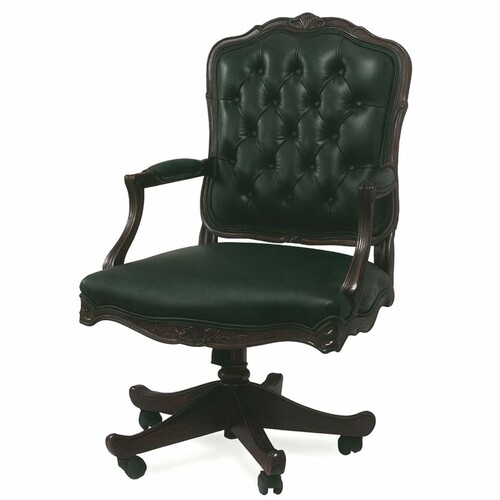 Casa Padrino Luxus Barock Schreibtischstuhl Dunkelgr�n / Dunkelbraun - Made in Italy