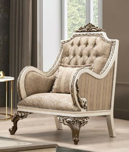 Casa Padrino Luxus Barock Sessel Beige / Cremefarben / Braun / Gold - Prunkvoller Wohnzimmer Sessel mit elegantem Muster - Barock Wohnzimmer M�bel