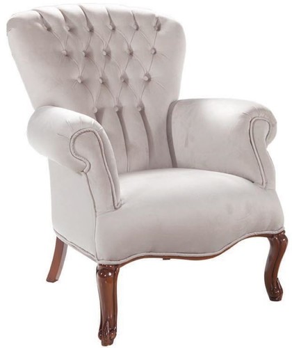 Casa Padrino Luxus Barock Wohnzimmer Sessel Hellgrau / Braun 78 x 75 x H. 101 cm - Barock M�bel