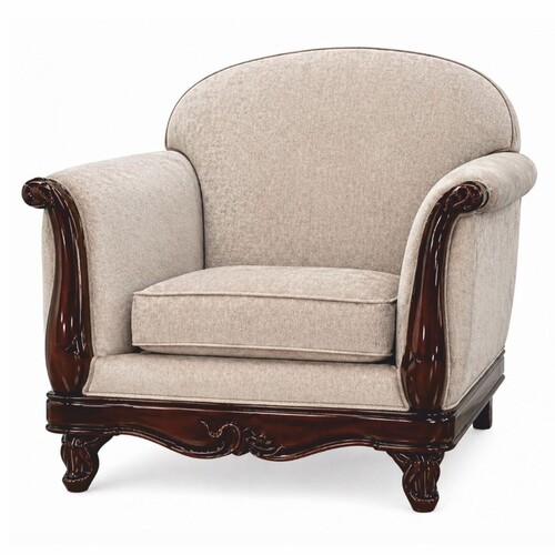 Casa Padrino Luxus Barock Sessel Beige / Dunkelbraun - Barock Wohnzimmer M�bel