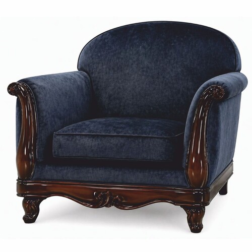 Casa Padrino Luxus Barock Sessel Blau / Dunkelbraun - Barock Wohnzimmer M�bel