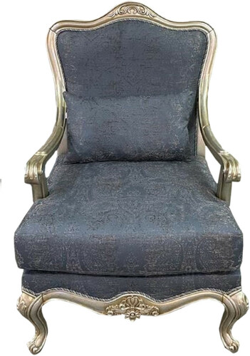 Casa Padrino Luxus Barock Sessel Blau / Silber / Gold - Prunkvoller Wohnzimmer Sessel - Barockstil Wohnzimmer M�bel - Luxus M�bel im Barockstil - Barock Einrichtung - Edel & Prunkvoll