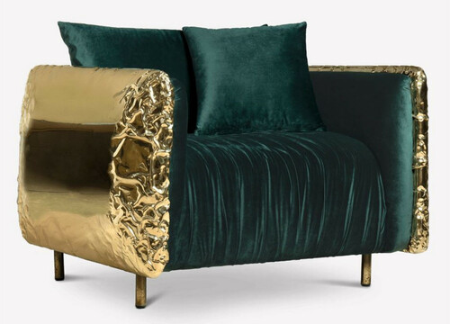 CPBlack Luxus Sessel by Casa Padrino Gr�n / Gold