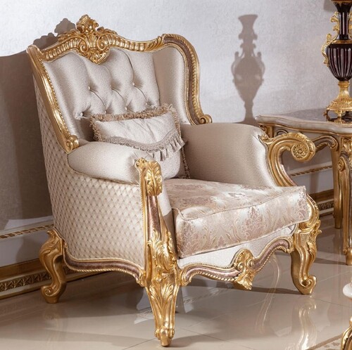 Casa Padrino Luxus Barock Sessel Silber / Braun / Gold 112 cm