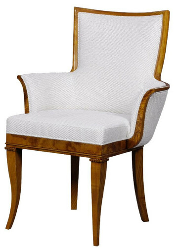 Casa Padrino Luxus Biedermeier Sessel Wei� / Braun - Art Deco Wohnzimmer Sessel - Biedermeier Wohnzimmer M�bel - Art Deco Wohnzimmer M�bel - Biedermeier Einrichtung - Art Deco Einrichtung