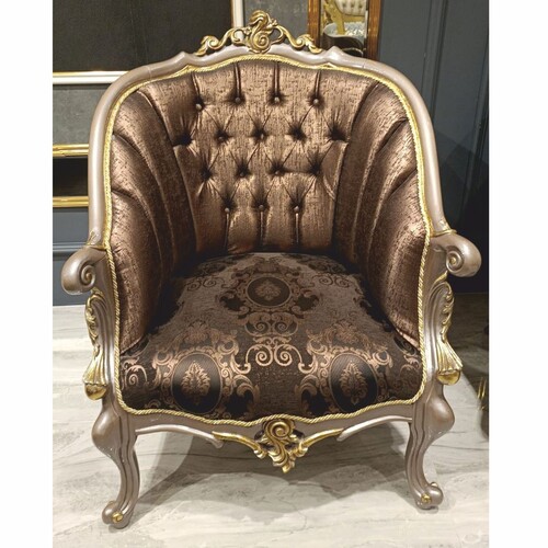 Casa Padrino Luxus Barock Sessel Schwarz / Grau / Gold H. 107 cm - Barock M�bel