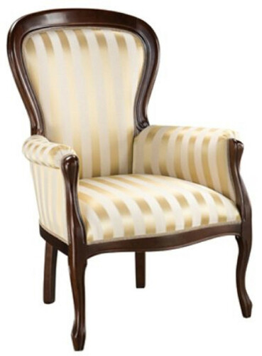 Casa Padrino Luxus Barock Sessel mit Streifen Gold / Dunkelbraun 70 x 74 x H. 104 cm - Gestreifter Wohnzimmer Sessel im Barockstil - Barock Wohnzimmer M�bel