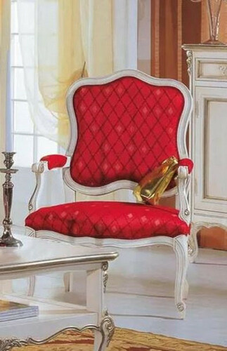 Casa Padrino Luxus Barock Sessel Rot / Wei� / Silber - Handgefertigter Wohnzimmer Sessel - Barock Wohnzimmer M�bel - Luxus Qualit�t - Made in Italy