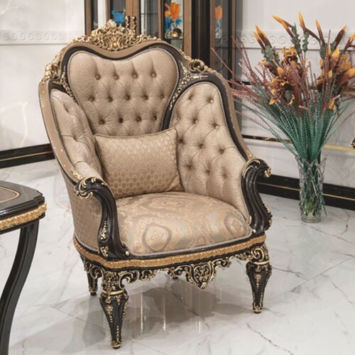 Casa Padrino Luxus Barock Sessel Gold / Schwarz / Gold - Barock Wohnzimmer & Hotel Sessel - Prunkvolle Barock M�bel