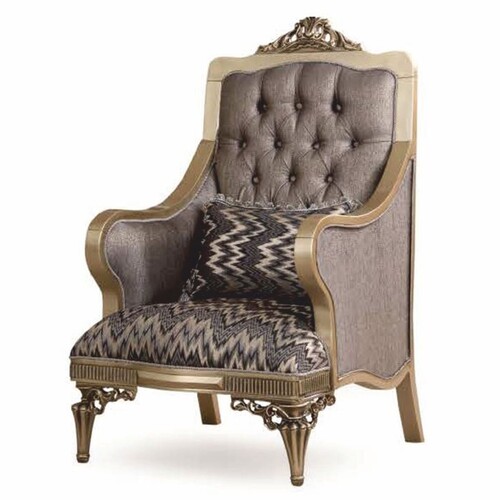 Casa Padrino Luxus Barock Sessel Grau / Gold H. 122 cm - Barock M�bel