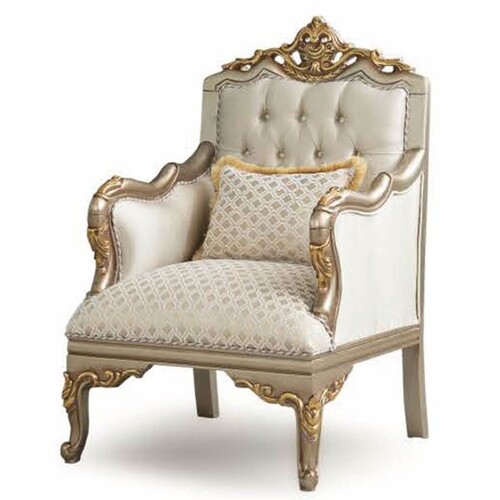 Casa Padrino Luxus Barock Sessel Creme / Grau / Gold H. 120 cm - Barock M�bel