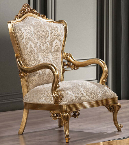 Casa Padrino Luxus Barock Sessel Gold Muster / Antik Gold - Prunkvoller Wohnzimmer Sessel mit elegantem Muster - Luxus Wohnzimmer M�bel im Barockstil - Barock M�bel - Barock Einrichtung