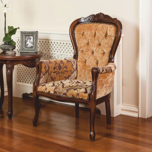 Casa Padrino Luxus Barock Sessel Beige / Dunkelbraun - Barockstil M�bel