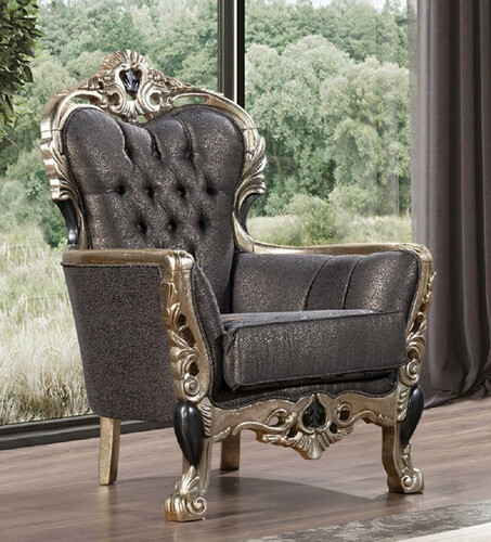 Casa Padrino Luxus Barock Sessel Lila / Antik Gold / Schwarz - Prunkvoller Wohnzimmer Sessel mit elegantem Muster - Luxus Wohnzimmer M�bel im Barockstil - Barock M�bel - Barock Einrichtung