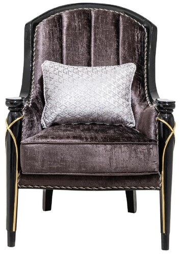 Casa Padrino Luxus Barock Sessel Lila / Schwarz / Gold H. 112 cm