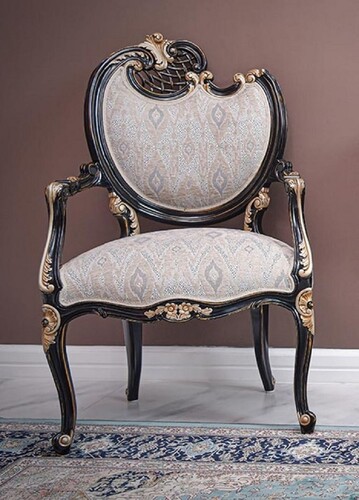 Casa Padrino Luxus Barock Sessel Linke Seite Grau / Schwarz / Gold - Barock M�bel - Made in Italy