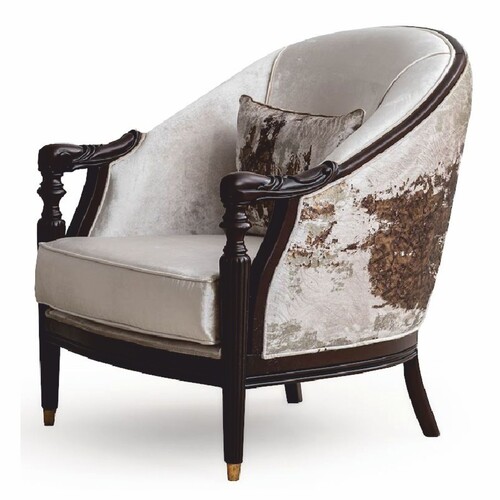 Casa Padrino Luxus Barock Sessel Creme / Dunkelbraun / Gold 85 cm - Barockstil M�bel
