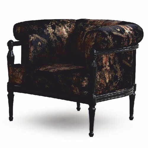 Casa Padrino Luxus Barock Sessel Schwarz / Gold 98 cm - Prunkvolle Barock M�bel