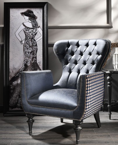 Casa Padrino Luxus Barock Wohnzimmer Sessel Blau / Wei� / Schwarz / Silber 80 x 80 x H. 105 cm - Barockstil M�bel