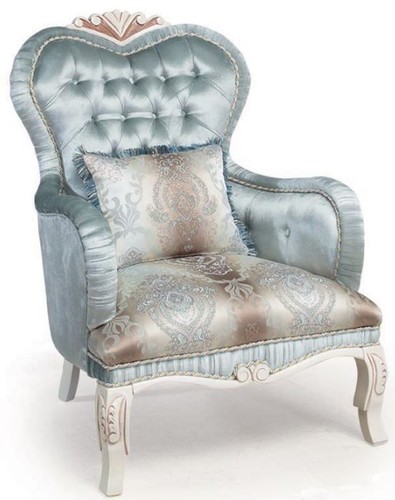 Casa Padrino Luxus Barock Wohnzimmer Sessel mit dekorativem Kissen T�rkis / Creme / Bronze 72 x 76 x H. 110 cm - Wohnzimmerm�bel im Barockstil