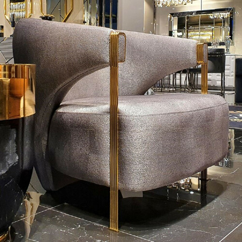 Casa Padrino Luxus Sessel Silber / Gold 82 x 78 x H. 86 cm - Wohnzimmer Sessel - Hotel Sessel - Luxus M�bel