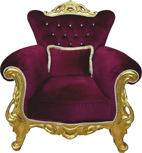 Casa Padrino Luxus Barock Sessel mit Glitzersteinen Bordeauxrot / Gold - Barockstil M�bel