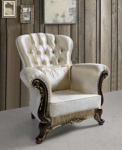 Casa Padrino Barock Sessel mit Glitzersteinen Champagnerfarben / Schwarz / Gold 112 x 85 x H. 112 cm - Edle Wohnzimmer M�bel im Barockstil