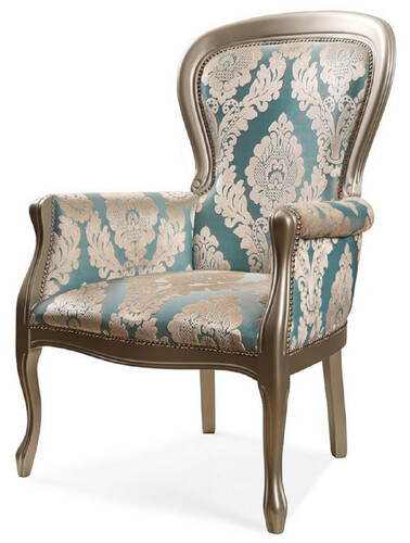 Casa Padrino Luxus Barock Sessel T�rkis / Silber - Barockstil Wohnzimmer Sessel mit elegantem Muster - Barock Wohnzimmer M�bel - Edel & Prunkvoll