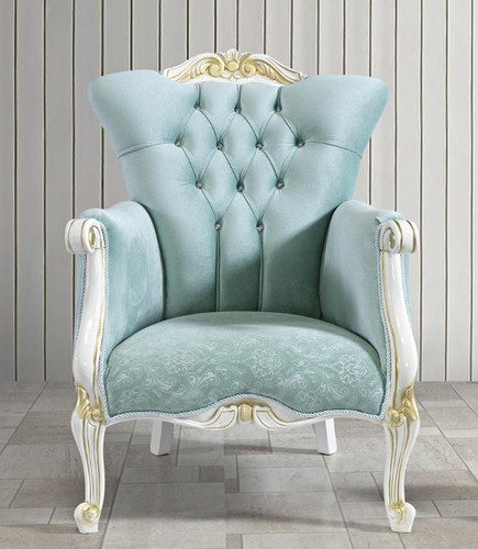 Casa Padrino Barock Sessel mit Glitzersteinen Hellgr�n / Wei� / Gold 80 x 88 x H. 110 cm - Edle Barockstil Wohnzimmer M�bel