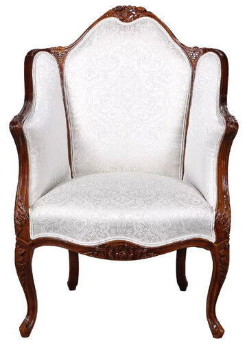 Casa Padrino Luxus Barock Sessel mit elegantem Muster Silber / Dunkelbraun - Prunkvoller Wohnzimmer Sessel im Barockstil - Barock Wohnzimmer M�bel - Edel & Prunkvoll