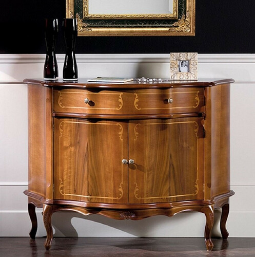 Casa Padrino Luxus Barock Sideboard Braun - Prunkvoller Massivholz Schrank mit 2 T�ren und Schublade - Barock Wohnzimmer & Hotel M�bel - Luxus Qualit�t - Made in Italy