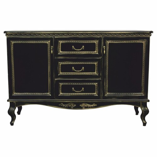 Casa Padrino Luxus Barock Sideboard Schwarz / Gold 180 cm - Barock M�bel