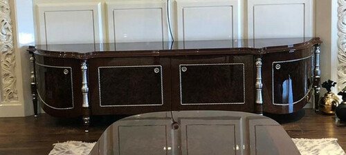 Casa Padrino Luxus Barock TV Schrank Braun / Silber - Edles Wohnzimmer Sideboard mit 4 T�ren - Hochwertige Barock M�bel