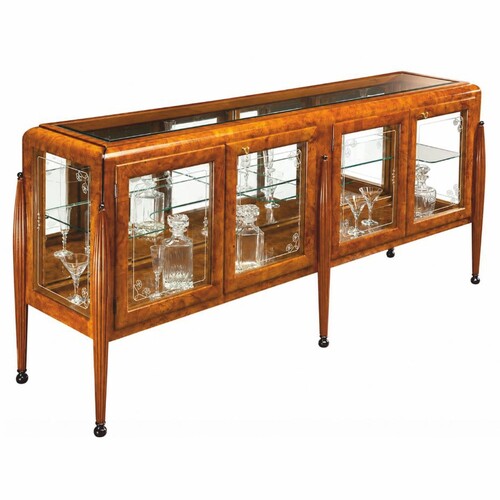 Casa Padrino Luxus Biedermeier Sideboard mit 4 Glast�ren Braun 190 cm - Biedermeier M�bel - Made in Italy