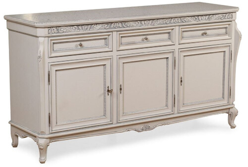 Casa Padrino Luxus Barock Sideboard Grau - Prunkvoller Massivholz Schrank mit 3 Schubladen und 3 T�ren - Luxus M�bel im Barockstil - Barock M�bel - Edel & Prunkvoll