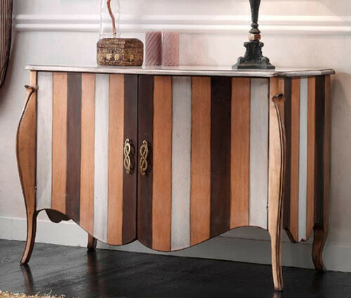 Casa Padrino Luxus Barock Sideboard mit Streifen Mehrfarbig - Handgefertigter Barockstil Schrank mit 2 T�ren - Luxus M�bel M�bel im Barockstil - Barock M�bel - Luxus Qualit�t - Made in Italy