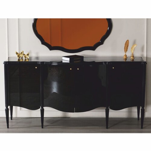 Casa Padrino Luxus Barock Sideboard Schwarz 215 cm - Barock M�bel