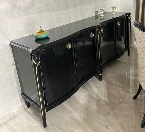 Casa Padrino Luxus Barock Sideboard Schwarz / Gold 230 cm - Barock M�bel