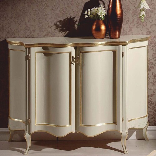 Casa Padrino Luxus Barock Sideboard Creme / Gold 124 cm - Barock M�bel - Made in Italy