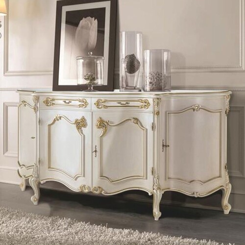 Casa Padrino Luxus Barock Sideboard Wei� / Gold 185 cm - Barock M�bel - Made in Italy