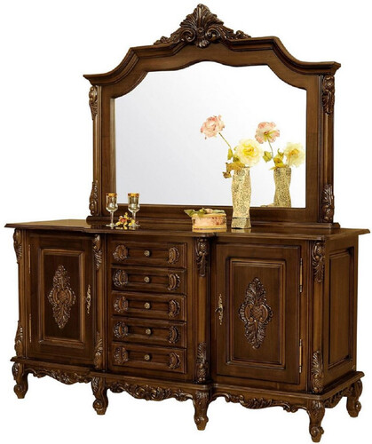 Casa Padrino Luxus Barock Sideboard mit Spiegel Dunkelbraun - Luxus M�bel M�bel im Barockstil - Barock M�bel - Barock Einrichtung - Edel & Prunkvoll