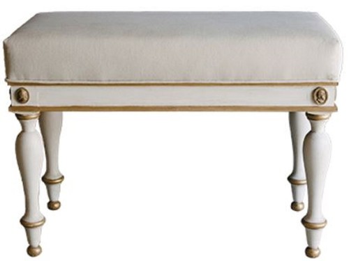Casa Padrino Luxus Barock Hocker Wei� / Antik Gold 73 x 36 x H. 54 cm - Massivholz Sitzhocker im Barockstil - Barockm�bel