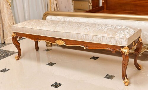 Casa Padrino Luxus Barock Sitzbank Creme / Braun / Gold 170 cm - Barock M�bel - Made in Italy