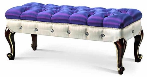 Casa Padrino Luxus Barock Sitzbank Blau / Wei� / Dunkelbraun / Gold 110 cm - Made in Italy