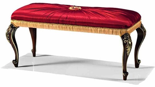 Casa Padrino Luxus Barock Sitzbank Bordeauxrot / Dunkelbraun / Gold 114 cm - Made in Italy