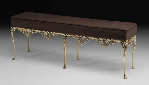 Casa Padrino Luxus Barock Bronze Sitzbank Braun / Gold 132 cm - Barock M�bel