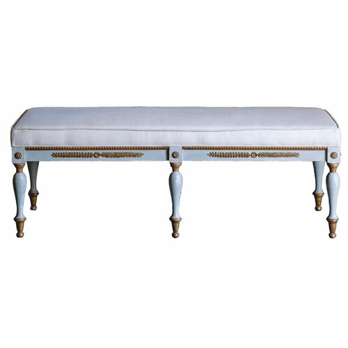 Casa Padrino Luxus Barock Sitzbank Grau / Gold 153 cm - Barock M�bel - Made in Italy