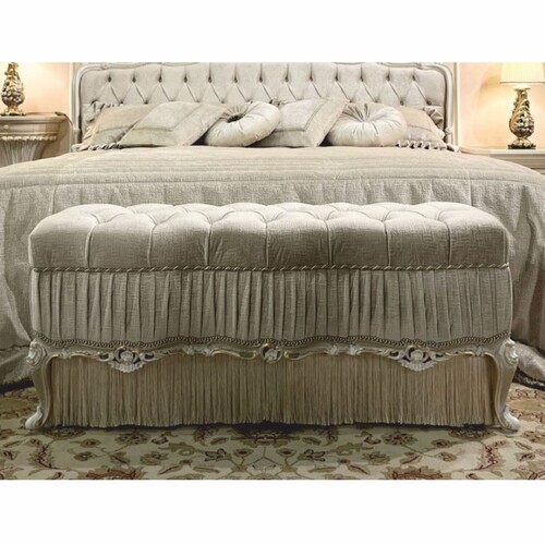 Casa Padrino Luxus Barock Sitzbank Wei� / Gold 132 cm - Barock M�bel - Made in Italy