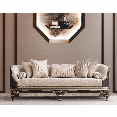 Casa Padrino Luxus Barock Sofa Beige / Braun / Gold 245 cm - Barock Wohnzimmer M�bel