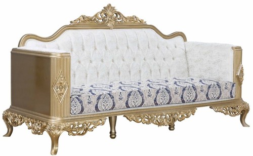 Casa Padrino Luxus Barock Sofa Blau / Wei� / Gold 234 x 93 x H. 124 cm - Wohnzimmer M�bel im Barockstil - Edel & Prunkvoll